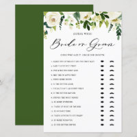 White Winter Flowers Guess Who Bride or Groom Game