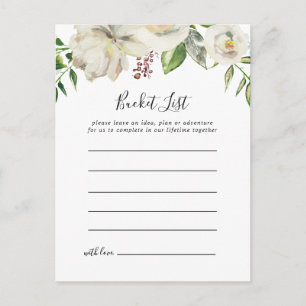 White Winter Peony Floral Bucket List Cards