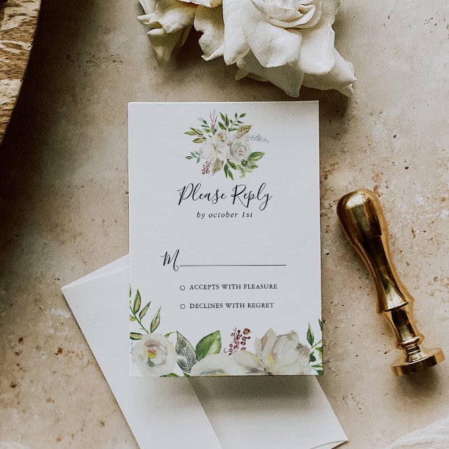 White Winter Peony Floral RSVP (Creator Uploaded)