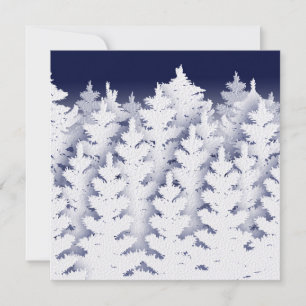 White Winter Pine Trees   You Customise 5 x 5 Thank You Card