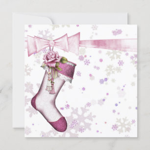 White Winter Pink Snowflake Baby Shower Invitation