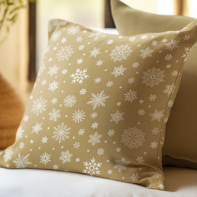 White Winter Snowflake Gold Cushion (Creator Uploaded)