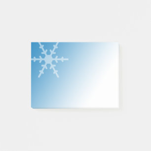 White Winter Snowflake on Gradient Blue Post-it Notes