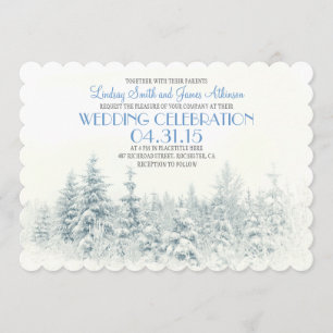 White winter wedding invitation