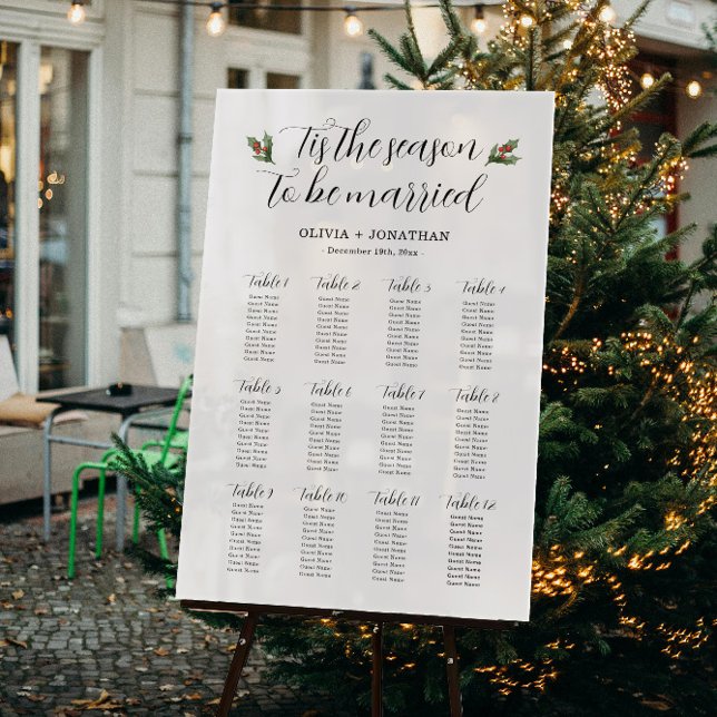 White Winter Wedding Seating Chart Acrylic Sign (Creator Uploaded)