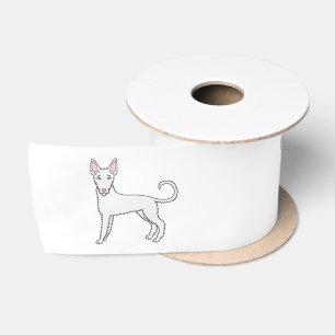 White Wire Haired Ibizan Hound Cute Cartoon Dog Satin Ribbon
