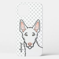 White Wire Haired Ibizan Hound Dog Head & Name