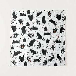 White Witchy Cats & Castle Tapestry
