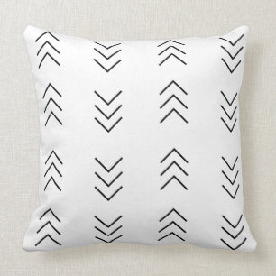 White with Black Arrow Mud Cloth Patterned Cushion