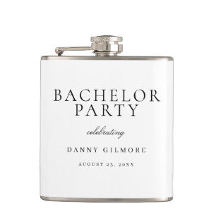 White With Black Classic Mens Bachelor Party Gift Hip Flask