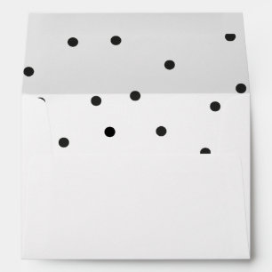 White with Black Confetti Dots and Return Address Envelope
