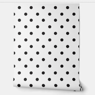 White With Black Polka Dots Modern Wallpaper