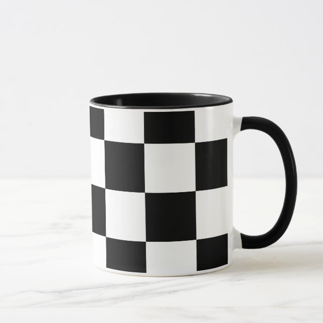 White with Black Square Pattern 11 oz Combo Mug (Right)