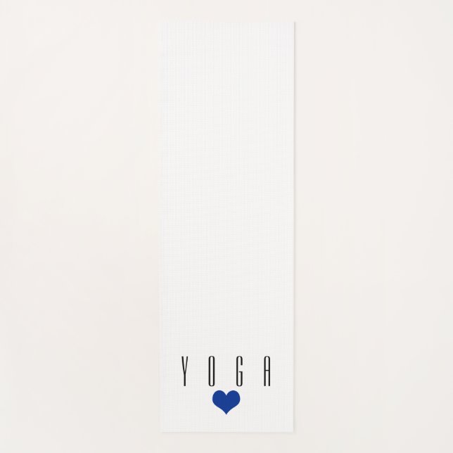White with Black Text Blue Heart Yoga Mat (Front)