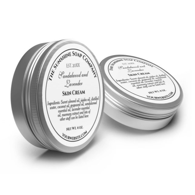 White with Black Text Cosmetics Jar Lid Label 2.5" (Creator Uploaded)