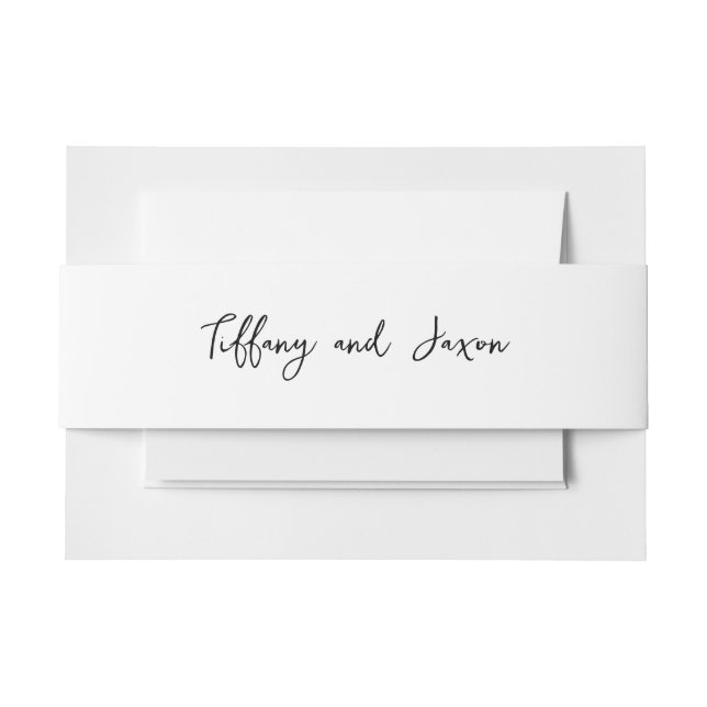 White with Black Text of Your Choice Invitation Belly Band (Front Example)