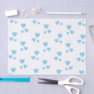 White with blue hearts tissue paper