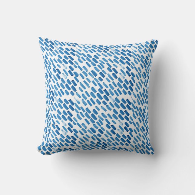 White with Blue Lines Throw Pillow (Front)