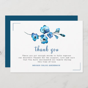 White with Blue Rustic Flowers Watercolor Thank You Card