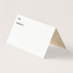 White with Burlap Image Inside Recipe Tent Cards