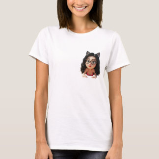 White With Cute Curly Hair Girl Tshirt 