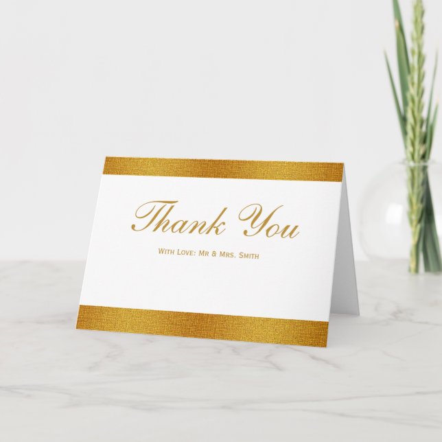 White with Gold Badge Band Thank You Card (Front)