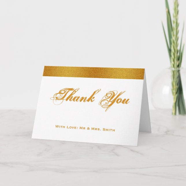 White with Gold Badge Band Thank You Card (Front)