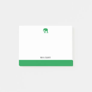White with Green Elephant & Border & Name Post-it Notes