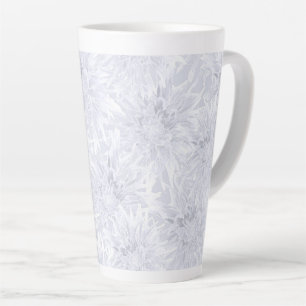 White with grey dahlias. latte mug