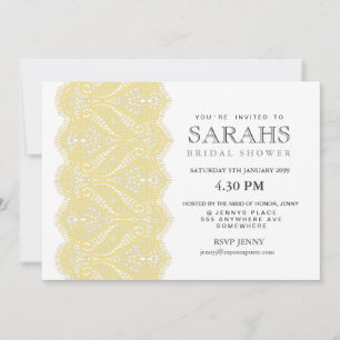 White with Lemon Lace Bridal Shower Party Invite