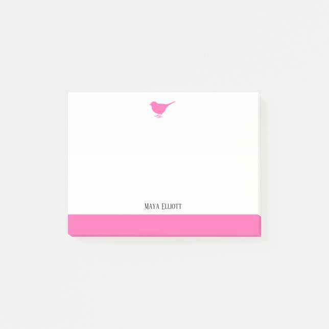 White with Little Pink & Border + Name Post-it Notes (Front)