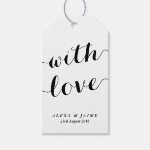 White With Love Cute Modern Calligraphy Wedding Gift Tags