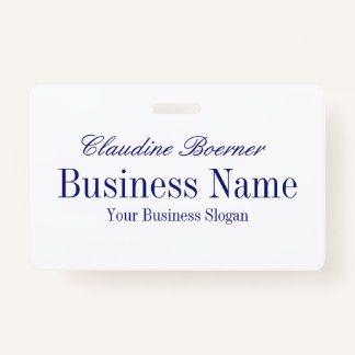 White with Midnight Blue Text - Both Sides ID Badge