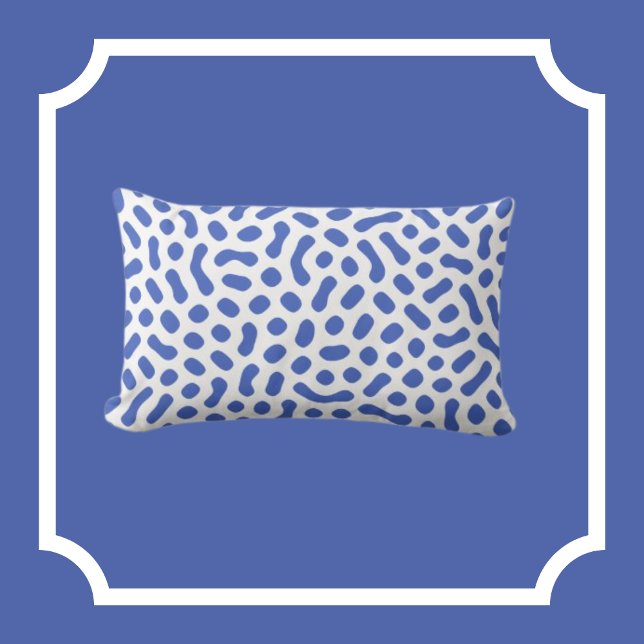 White with Periwinkle Blue Jelly Bean like shapes Lumbar Cushion (Creator Uploaded)