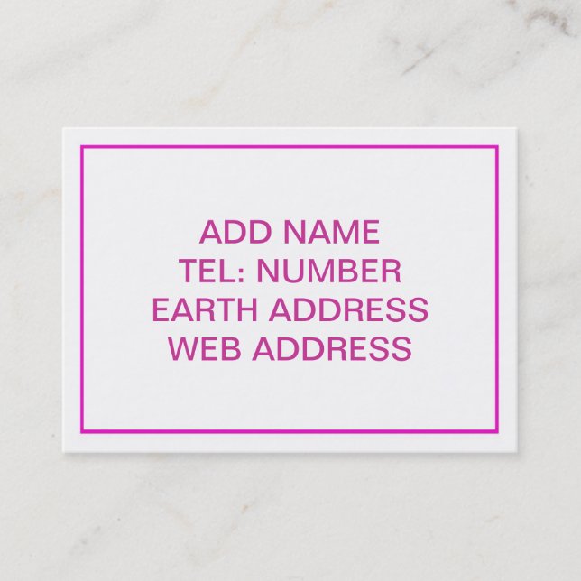 White with Pink Frame Business Card (Front)