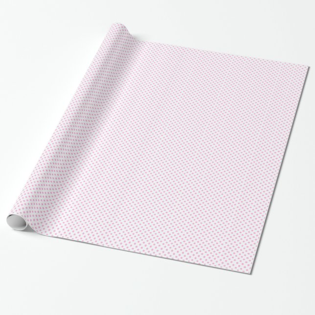 White with Pink Polka Dot Wrapping Paper (Unrolled)