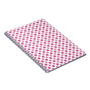 white with pink polka dots notebook