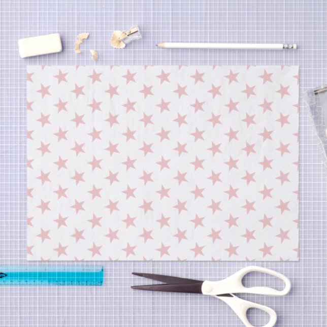 White with pink stars tissue paper (Craft)
