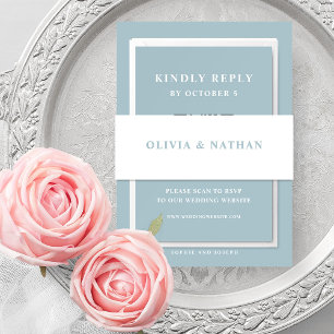 White with Powder Blue Text    Wedding Invitation Belly Band