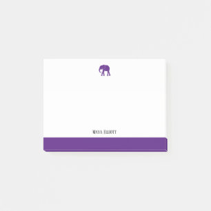 White with Purple Elephant & Border & Name Post-it Notes