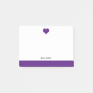 White with Purple Heart & Border & Name Post-it Notes