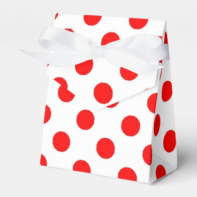 white with red polka dots favour box (Front Side)