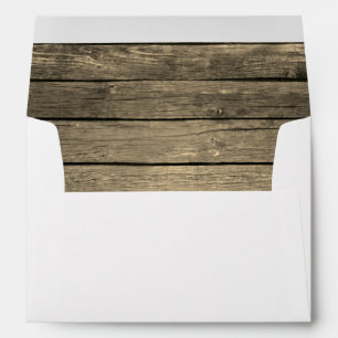 White with Rustic Barn Wood Lined Envelope