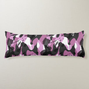White with shades of pink and gray camo abstract body cushion