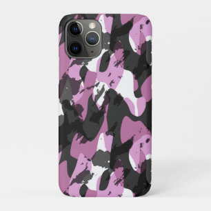 White with shades of pink and gray camo abstract iPhone 11 pro case
