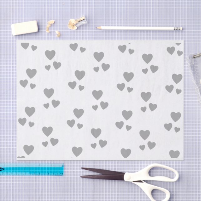 White with silver hearts tissue paper (Craft)