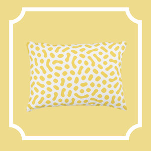 White with Yellow Jelly Bean like shapes Decorative Cushion