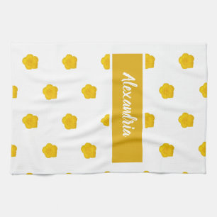 White With Yellow Wildflower Photos Custom Name Tea Towel