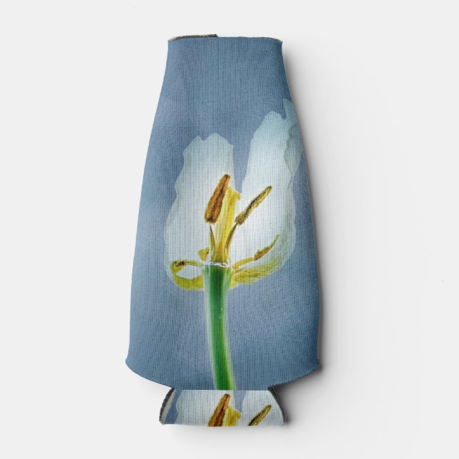White withering tulip flower bottle cooler (Front)