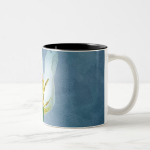 White withering tulip flower Two-Tone coffee mug